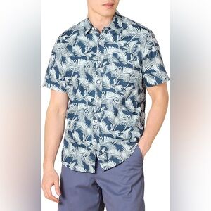 Men’s Slim-Fit Short Sleeve Palm Leaf Print Shirt